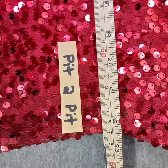 Cato Womans Sequined Top Size XL Pullover Keyhole Party Holiday Red Short Sleeve - Picture 10 of 10